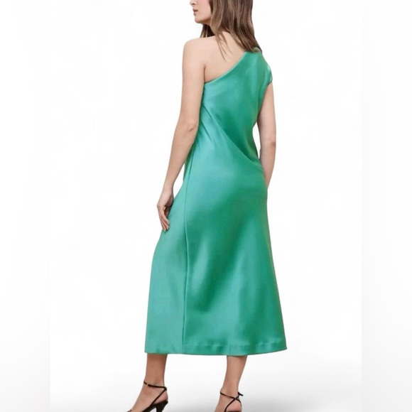 Banana Republic Midi Dress Sz S Satin One-Shoulder Elegant One-Shoulder Cocktail - Picture 2 of 8